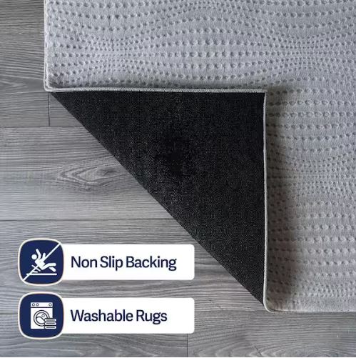 8 ft. x 10 ft. Serenity Gray Solid Modern Non Skid Soft Indoor Area Rug