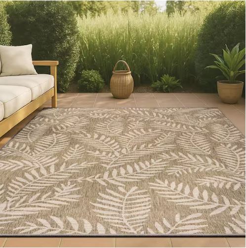 8 ft. x 10 ft. Nevis Palm Frond Brown/Beige Indoor/Outdoor Area Rug