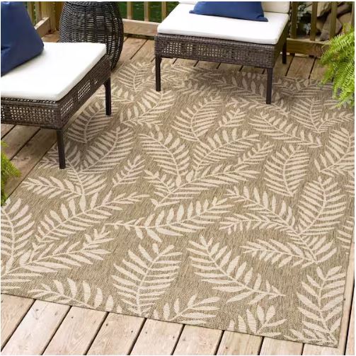 8 ft. x 10 ft. Nevis Palm Frond Brown/Beige Indoor/Outdoor Area Rug