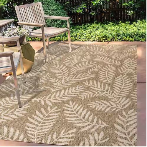 8 ft. x 10 ft. Nevis Palm Frond Brown/Beige Indoor/Outdoor Area Rug