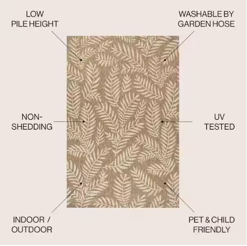 8 ft. x 10 ft. Nevis Palm Frond Brown/Beige Indoor/Outdoor Area Rug