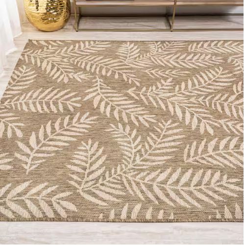 8 ft. x 10 ft. Nevis Palm Frond Brown/Beige Indoor/Outdoor Area Rug