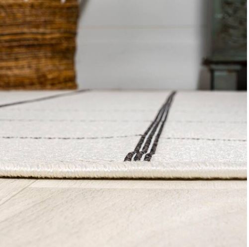 8 ft. x 10 ft. Grid Modern Squares Cream/Dark Gray Indoor/Outdoor Area Rug