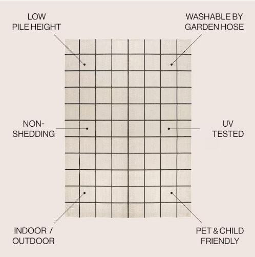 8 ft. x 10 ft. Grid Modern Squares Cream/Dark Gray Indoor/Outdoor Area Rug