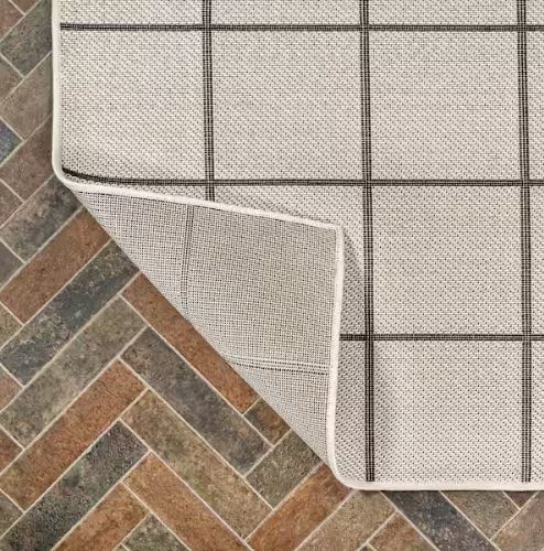 8 ft. x 10 ft. Grid Modern Squares Cream/Dark Gray Indoor/Outdoor Area Rug