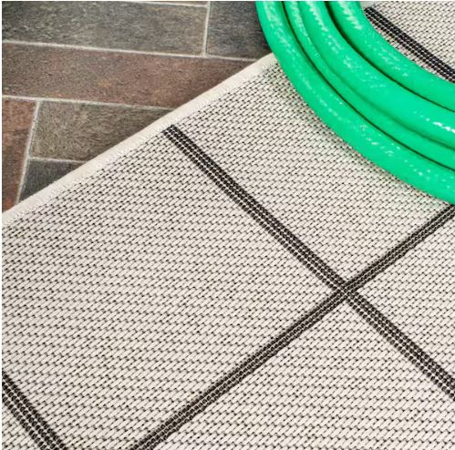 8 ft. x 10 ft. Grid Modern Squares Cream/Dark Gray Indoor/Outdoor Area Rug