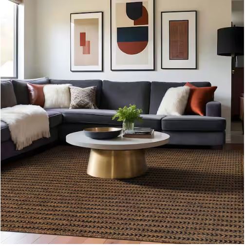 5 ft. x 7 ft. Arrow Gold Chevron Striped Washable Indoor Outdoor Area Rug