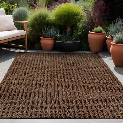 5 ft. x 7 ft. Arrow Gold Chevron Striped Washable Indoor Outdoor Area Rug