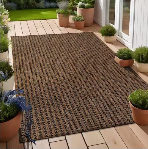 5 ft. x 7 ft. Arrow Gold Chevron Striped Washable Indoor Outdoor Area Rug