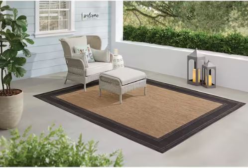 4 x 6 Black/Brown Border Indoor/Outdoor Area Rug