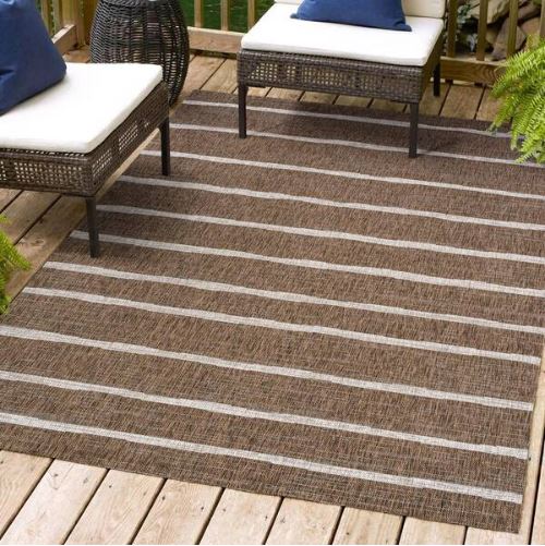 5 ft. x 8 ft. Colonia Berber Stripe Brown/Beige Indoor/Outdoor Area Rug