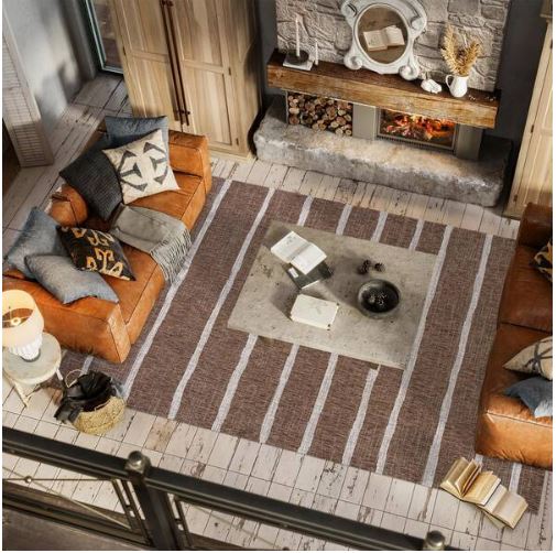 5 ft. x 8 ft. Colonia Berber Stripe Brown/Beige Indoor/Outdoor Area Rug