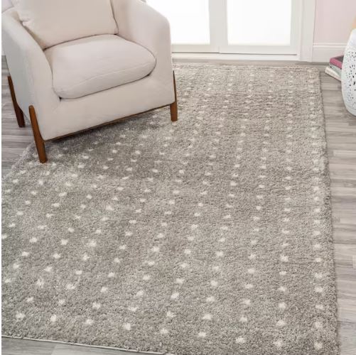 8 ft. x 10 ft. Pele Modern Geometric Dot Shag Gray/Ivory Area Rug