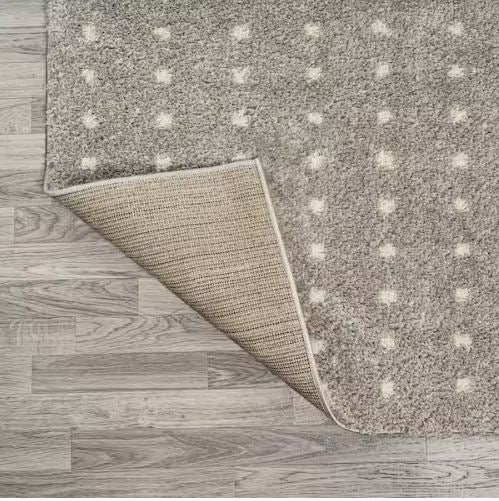 8 ft. x 10 ft. Pele Modern Geometric Dot Shag Gray/Ivory Area Rug