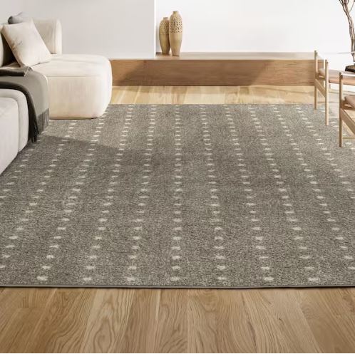 8 ft. x 10 ft. Pele Modern Geometric Dot Shag Gray/Ivory Area Rug