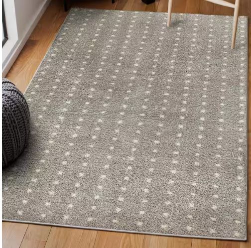 8 ft. x 10 ft. Pele Modern Geometric Dot Shag Gray/Ivory Area Rug