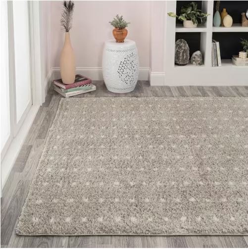 8 ft. x 10 ft. Pele Modern Geometric Dot Shag Gray/Ivory Area Rug