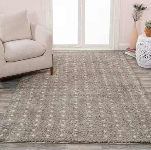 8 ft. x 10 ft. Pele Modern Geometric Dot Shag Gray/Ivory Area Rug