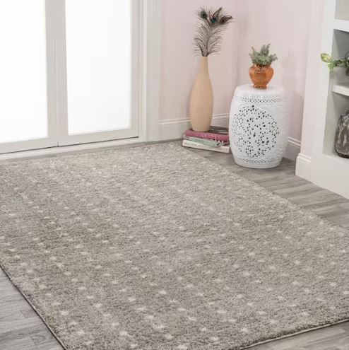8 ft. x 10 ft. Pele Modern Geometric Dot Shag Gray/Ivory Area Rug