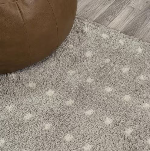 8 ft. x 10 ft. Pele Modern Geometric Dot Shag Gray/Ivory Area Rug