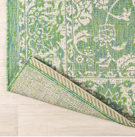 Tela Bohemian Textured Weave Floral Cream/Green 4 ft. x 6 ft. Indoor/Outdoor Area Rug