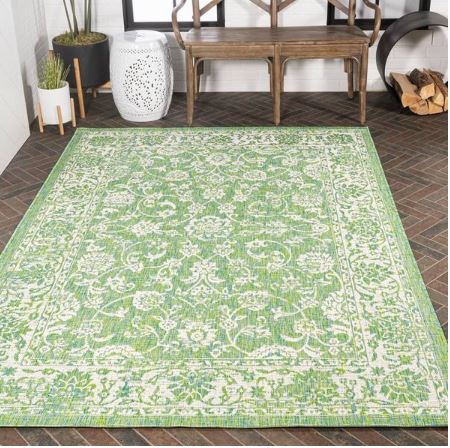 Tela Bohemian Textured Weave Floral Cream/Green 4 ft. x 6 ft. Indoor/Outdoor Area Rug