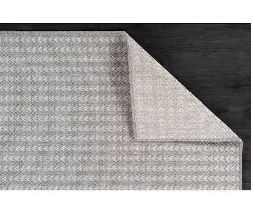 8 ft. x 10 ft. Arrow Gray Chevron Striped Washable Indoor Outdoor Area Rug