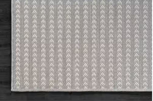 8 ft. x 10 ft. Arrow Gray Chevron Striped Washable Indoor Outdoor Area Rug