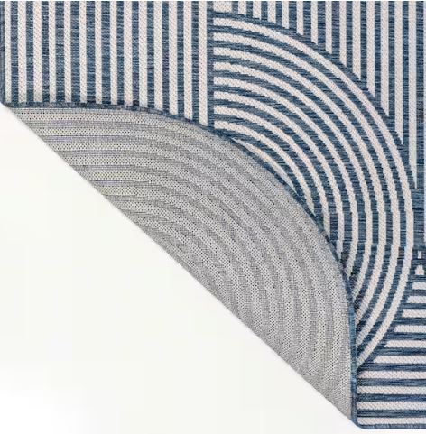 5 ft. x 8 ft. Margot Modern Geometric Arch Stripe Cream/Navy Indoor/Outdoor Shaped Area Rug