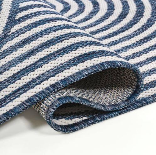 5 ft. x 8 ft. Margot Modern Geometric Arch Stripe Cream/Navy Indoor/Outdoor Shaped Area Rug