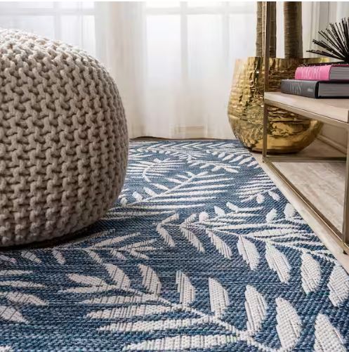 5 ft. x 8 ft. Nevis Palm Frond Navy/Ivory Indoor/Outdoor Area Rug