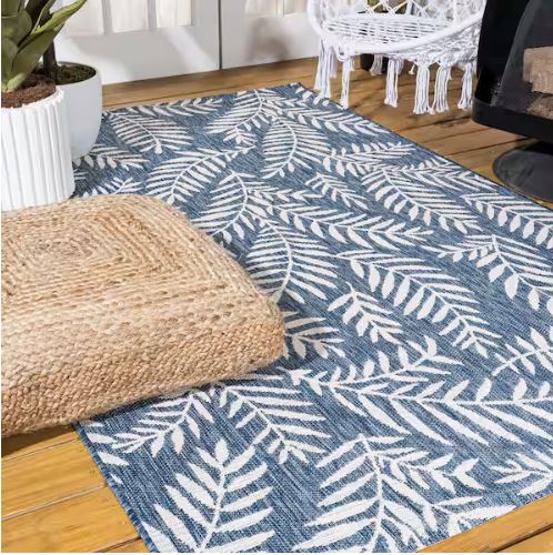 5 ft. x 8 ft. Nevis Palm Frond Navy/Ivory Indoor/Outdoor Area Rug