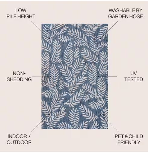 5 ft. x 8 ft. Nevis Palm Frond Navy/Ivory Indoor/Outdoor Area Rug