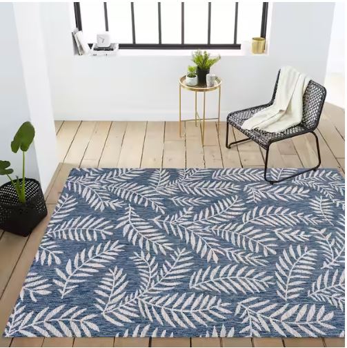 5 ft. x 8 ft. Nevis Palm Frond Navy/Ivory Indoor/Outdoor Area Rug