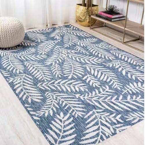 5 ft. x 8 ft. Nevis Palm Frond Navy/Ivory Indoor/Outdoor Area Rug