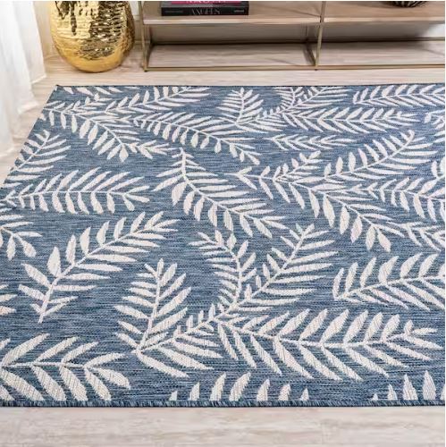 5 ft. x 8 ft. Nevis Palm Frond Navy/Ivory Indoor/Outdoor Area Rug
