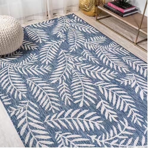 5 ft. x 8 ft. Nevis Palm Frond Navy/Ivory Indoor/Outdoor Area Rug