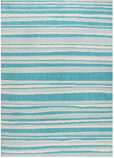 5 ft. x 8 ft. Castara Wavy Stripe Modern Aqua/Cream Indoor/Outdoor Area Rug