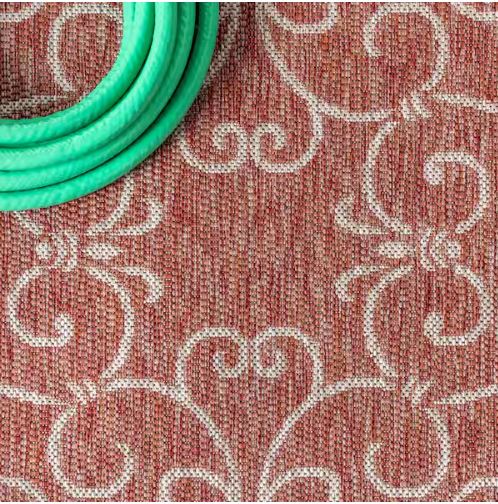 5 ft. 3 in. x 7 ft. 7 in. Charleston Vintage Filigree Red/Beige Textured Weave Indoor/Outdoor Area Rug