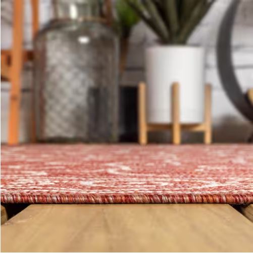 5 ft. 3 in. x 7 ft. 7 in. Charleston Vintage Filigree Red/Beige Textured Weave Indoor/Outdoor Area Rug