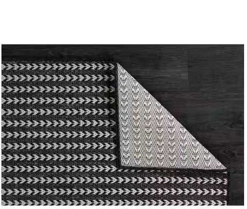 8 ft. x 10 ft. Arrow Black Chevron Striped Washable Indoor Outdoor Area Rug
