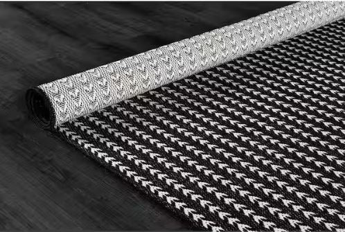 8 ft. x 10 ft. Arrow Black Chevron Striped Washable Indoor Outdoor Area Rug