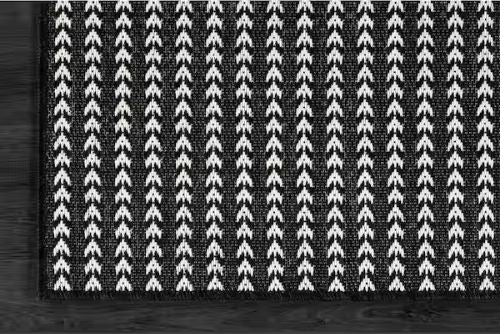 8 ft. x 10 ft. Arrow Black Chevron Striped Washable Indoor Outdoor Area Rug