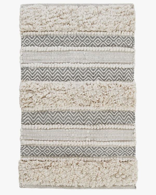 Gray Woven Texture Stripe Bath Rug 20X32"