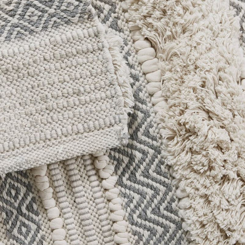 Gray Woven Texture Stripe Bath Rug 20X32"