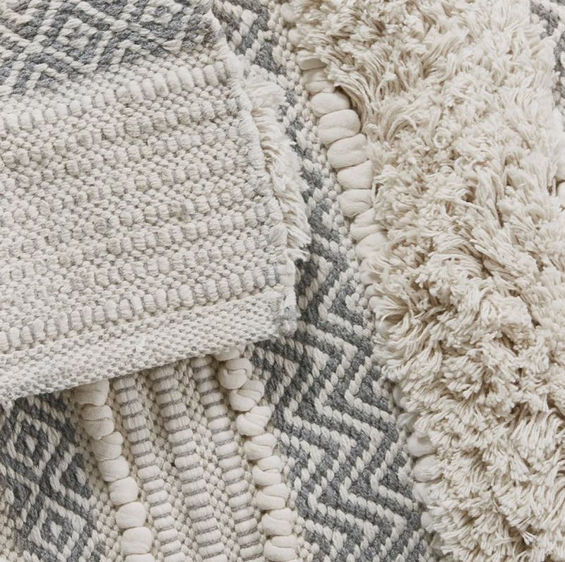 Gray Woven Texture Stripe Bath Rug 20X32"