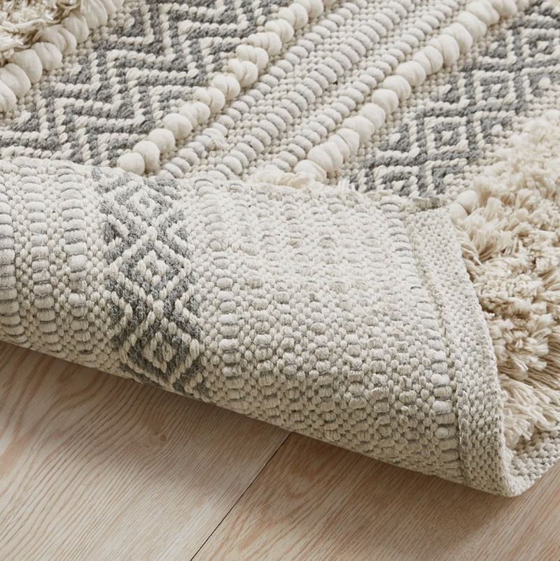 Gray Woven Texture Stripe Bath Rug 20X32"
