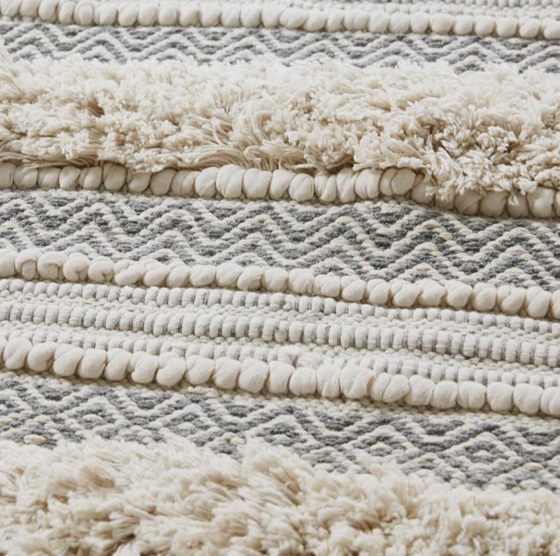 Gray Woven Texture Stripe Bath Rug 20X32"