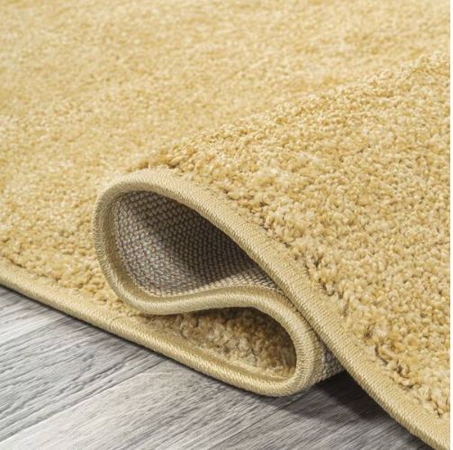 Haze Solid Low-Pile Mustard 5 ft. Round Area Rug