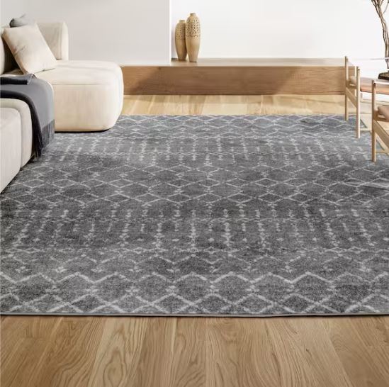 5 ft. x 8 ft. Moroccan HYPE Boho Vintage Diamond Gray/Ivory Area Rug